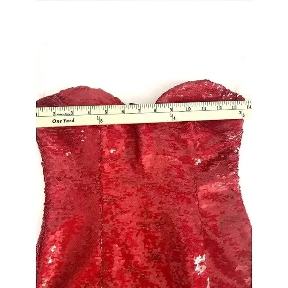 H:OURS Cesca RED Sequin Strapless Dress Size 0 XXS Valentine's Day Sexy Bodycon - Picture 6 of 11